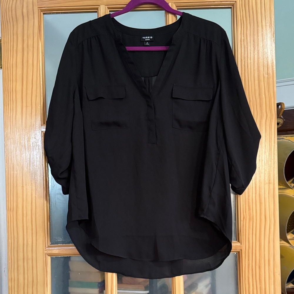 Torrid Black Blouse with V-Neck